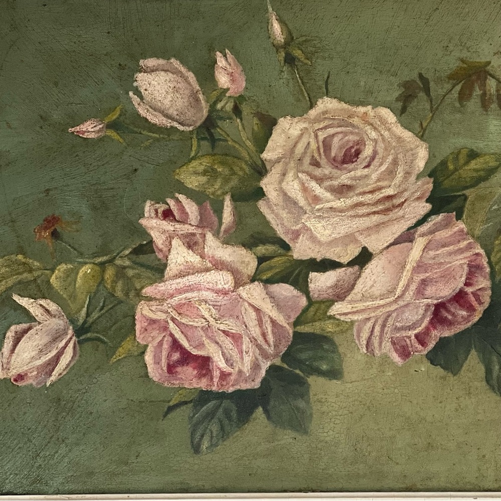Stunning Antique Roses Oil Painting shabby Roses Still Life - Picture 7 of 14